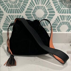 Zara Elegant Black suede and Tan Women's Bag